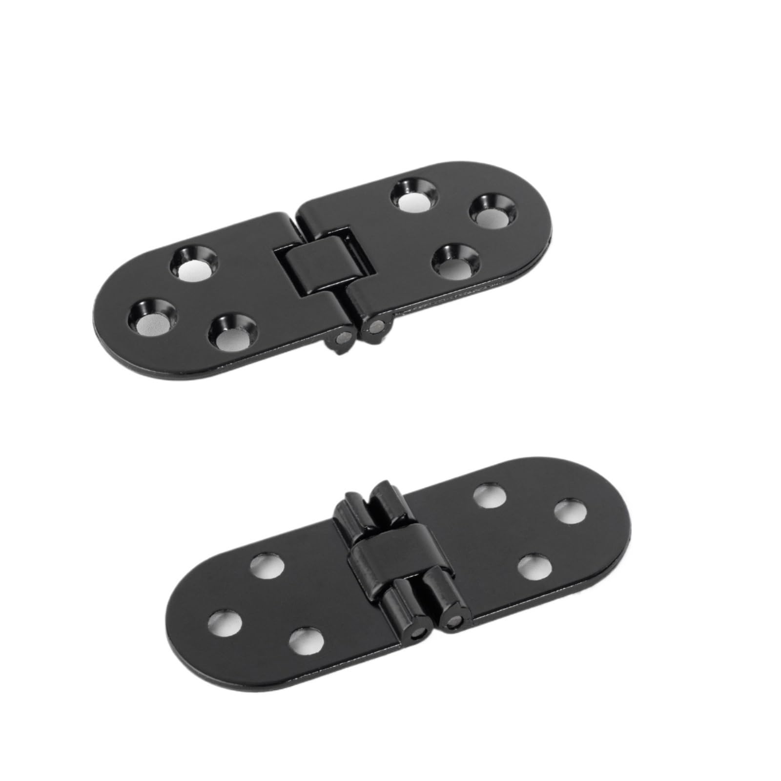 Wsqhao Black 4Pcs 180 Degree Foldable Flap Screw-On Hinges Folding Table Cabinet Door Rounded Corner Hinge For Door(Black)