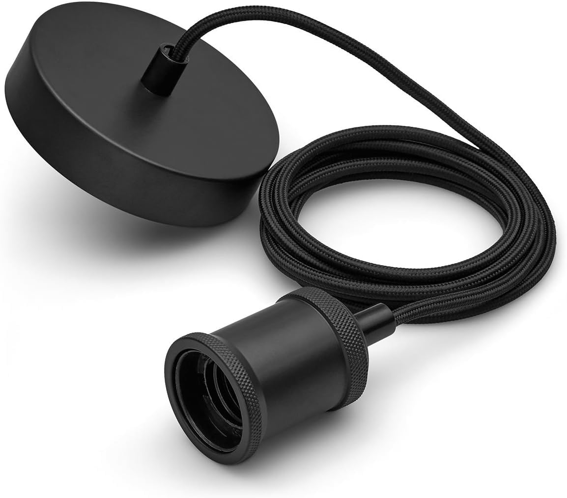 Philips Vintage Pendant Light, E27 Socket, Black