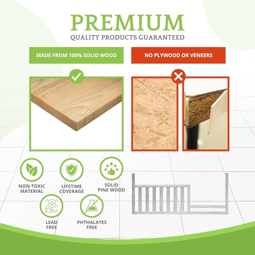 Image of Toddler Bed Safety Guard Rail for Oxford Baby, Soho, Ozlo & Avalon Baby Convertible Cribs - Solid Wood Rail for Toddler Bed Conversion - Safety Rails for Children (Antique Silver, Option 1)