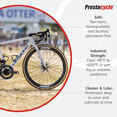 Image of Prestacycle One Liquid, Bike Chain Lubricant and Cleaner, All-in-One Bicycle Lube, Degreaser, Paint Protectant, Metal Polish & Rust Remover, Without Alcohol or Petroleum
