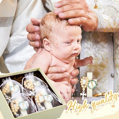 Image of 96 Pcs Cross Soap Baptism Favors Set Include 24 Scented Soap Favors 24 Wooden Rosary 24 Bags and 24 Cards Baby Baptism Favor for Baby Shower Christening Favors Guests First Communion Gifts