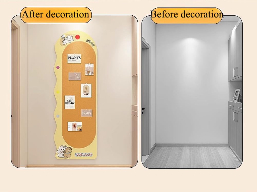 Tablero de Corcho y Fieltro con chinchetas para decoración de Paredes en dormitorios y oficinas, Tablero de avisos y Notas con 30 chinchetas, Tablero de Fotos DIY