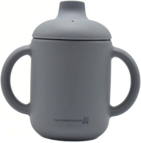 TeenyBearProducts Vaso de silicona para sorber, 4 onzas, taza de entrenamiento con asas antideslizantes, 100% silicona de grado alimenticio
