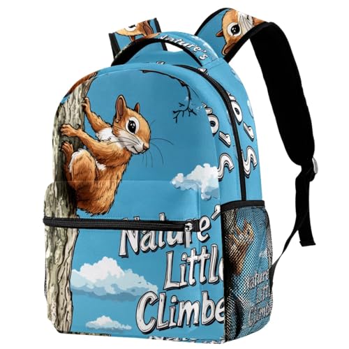 Sac à dos Campus avec porte-bouteille intégré et motif écureuil mignon