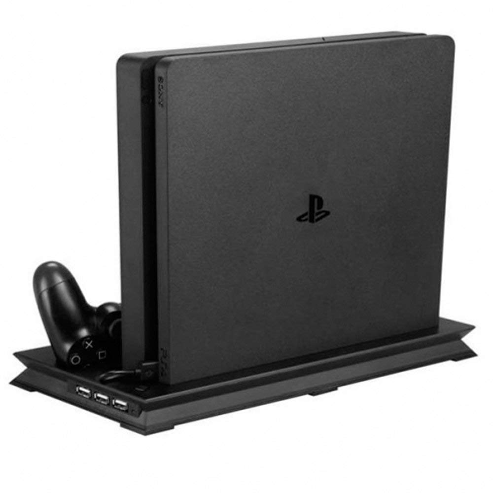 Base vertical vertical para PS4 Slim de carga y controlador de ventilador PlayStation 4 en 1