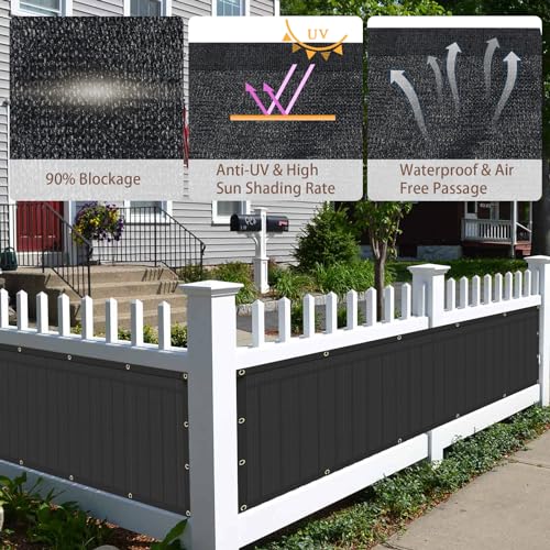 Weidear Privacy Fence Screen, 3x16FT Patio Privacy Screen, 160 GSM Shade Cloth Netting Mesh with Chain Link Cable Zip Ties, Fence Covering for Outdoor, Balcony, Yard, Panel, Garden,Wind- Black - Thumbnail 3