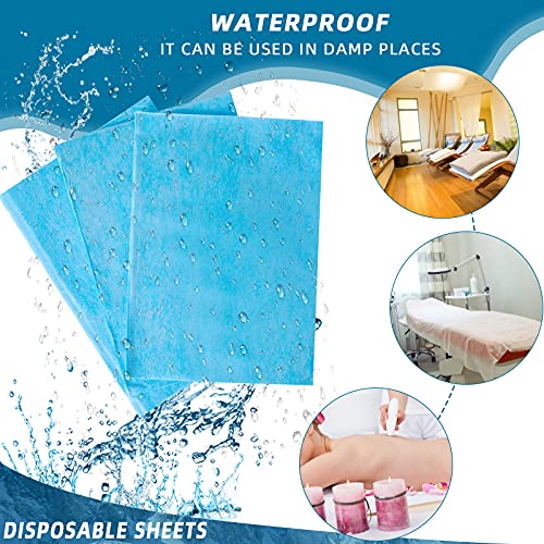 Image of Tatuo 50 Pieces 31 x 70 Inches Disposable Bed Sheets Waterproof Bed Cover Massage Table Sheet Non-woven Fabric for Spa, Lash, Beauty Salon, Waxing, Hotels(Blue)