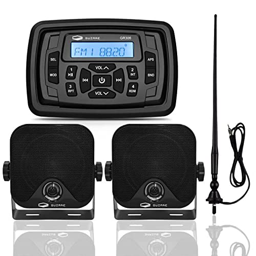 Boats Marine Radio Bluetooth and Speakers Audio System Package - Waterproof Marine Stereo Receiver 1 Pari 4 inches
