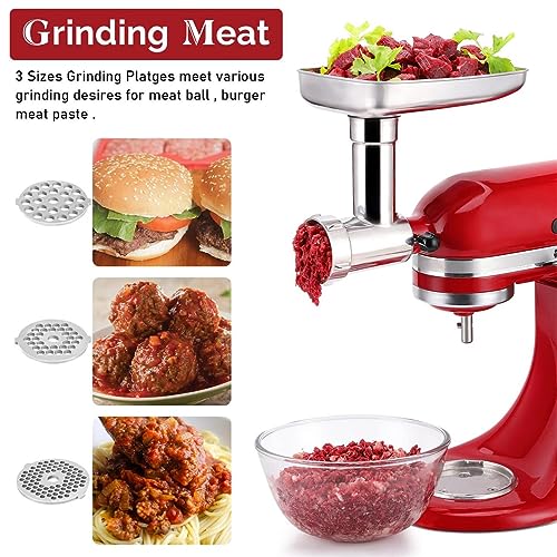 Stainless-Steel-Food-Grinder-Accessories-for-KitchenAid-Mixers-Dishwasher-Safe-Included-3-Sausage-Stuffer-Tubes-and-1-Metal-Attachment-Knob-Screw-Replacement Stainless Steel Food Grinder Accessories for KitchenAid Mixers Dishwasher Safe Included 3 Sausage Stuffer Tubes and 1 Metal Attachment Knob Screw Replacement