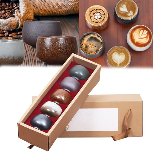 5 tazas de café Expresso de 100 ml, hechas de cerámica, taza de té pequeña, taza de expreso, taza de café expreso, regalo de pared gruesa, para mujeres y hombres, ideal para cumpleaños, viajes