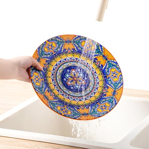 Image of vancasso 18-Piece Dinnerware Sets,Ceramic Plates and Bowls Sets Service for 6, Bohemian Style Porcelain Dishes Set for 6, Microwave and Dishwasher Safe, Scratch Resistant,Non Toxic, Series KRVI