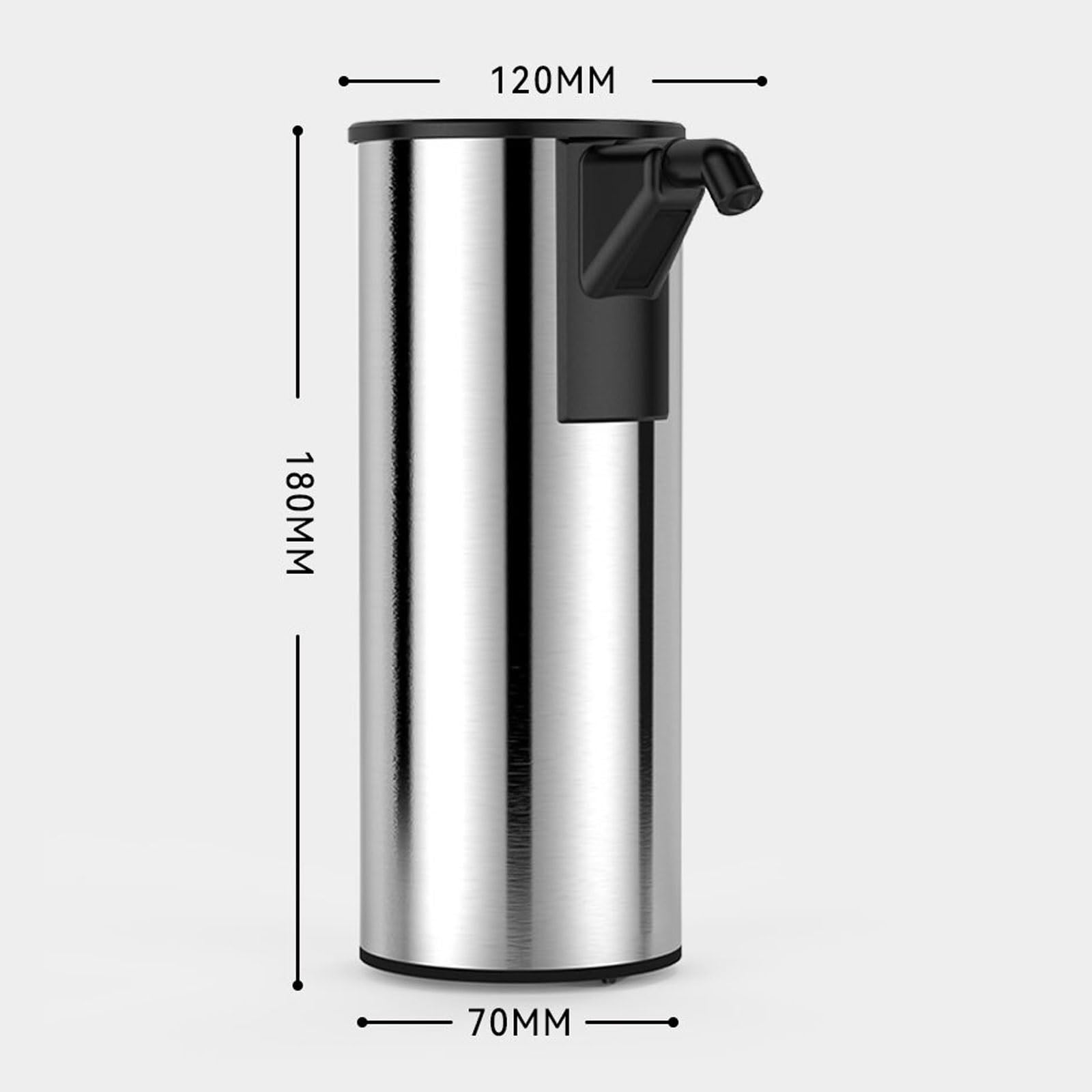 Dispensador automático de jabón de acero inoxidable, 4 niveles ajustables, 350 ml, dispensador de jabón con sensor inteligente para baños y cocinas (plateado)