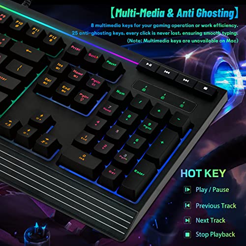 Tupargo Computer Keyboard Rgb Backlit Usb Wired Gaming Keyboards 104 Keys, 25 Anti-Ghosting Spill-Resistant Mac Keyboard For Desktop And Pc, Black #TOP4