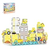 Picture of PicassoTiles Magnetic Tile Construction Set with 8 Vehicle Figures and 18 Printed Panels STEM Educational Building Kit for Kids Age 3 Plus Creative Play Learning Blocks Motor Skills Development PTQ21