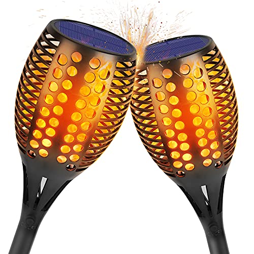 Labensanwa Solar Torch Lights Outdoor with Waterproof Flickering Flames LED Tiki Torches Lights Landscape DIY Decoration Lighting Night Light with Auto On/Off Dusk to Dawn for Yard, Garden, Pathway