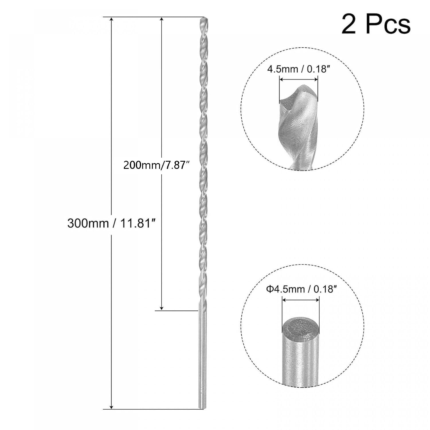 TA-VIGOR 2Pcs 4.5mm Extra Long Twist Drill Bits - Image 2