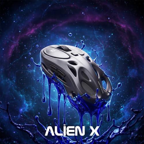 Image of Arctic Fox Alien-X Gaming Wireless Mouse, Tri-Mode (2.4G /Bluetooth /Wired), 4800 DPI, 1000Hz Ergonomic Hollow RGB Rechargeable Type-C for Mac /Laptop /iPad /Office (Cool Grey)