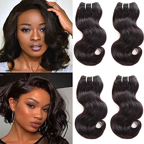 TNICE Tissage Naturel Cheveux Humain Ondulé Meche Bresilienne Bouclée 8 8 8 8 pouces Tissage Bresilien en lot Extension Cheveux Naturel
