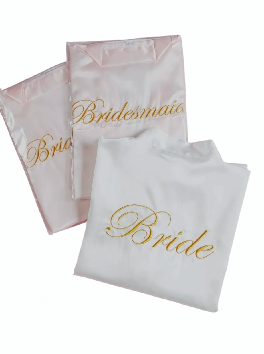 Kimono dla panny młodej białe | Bridesmaid różowe | szlafrok krótki | strój na wieczór panieński | SPA | szlafrok kąpielowy do sauny | wieczór panieński | wellness | sukienka do sauny (DE/NL/SE/PL