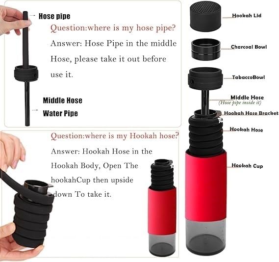 Image of Al Kian Portable Hookah Cup Set with Metal Protection, Premium Silicone and Acrylic Materials, Travel Friendly Design, Anti-Slip Net (BLACK)