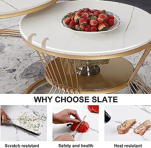 Image of Metal Round Coffee Table, Modern Minimalist Side Table Combination, (Black-White-Gold)