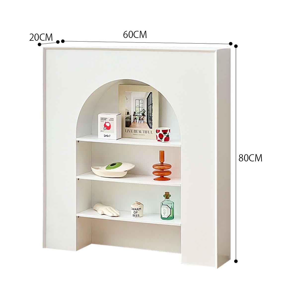 Amazon | [60cm] VeroMan アーチ状 マントルピース シェルフ ホワイト