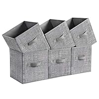 SONGMICS Storage Cubes, 11-Inch Non-Woven Fabric Bins with Double Handles, Set of 6, Closet Organizers for Shelves, Foldable, for Clothes, Cattail Gray UROB26LG