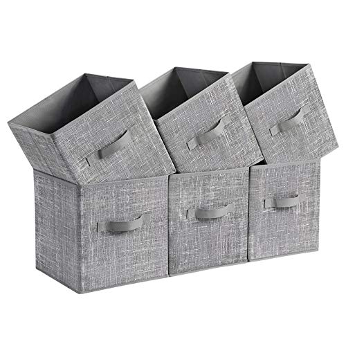 SONGMICS 11-Inch Fabric Storage Bins, 6-Pack, Cattail Gray