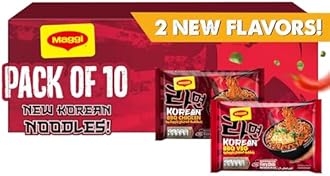 Maggi Korean BBQ Veg + BBQ Chicken Value Pack (Pack of 10 Total)