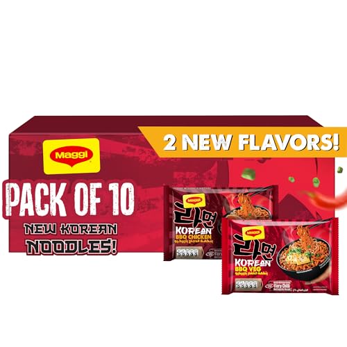 Maggi Korean BBQ Veg + BBQ Chicken Value Pack (Pack of 10 Total)
