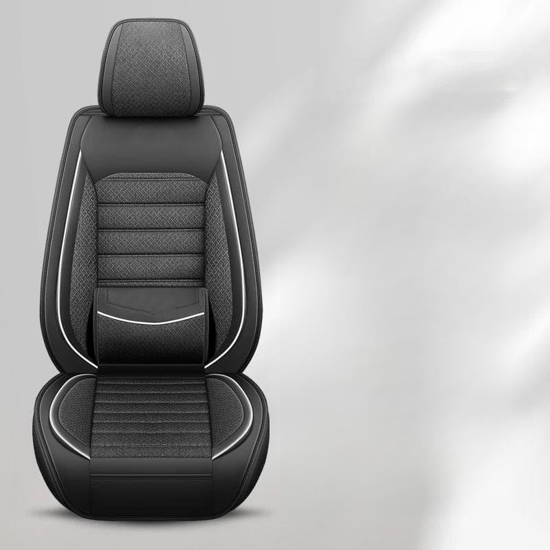 Coussin de siège de voiture universel noir cuir lin housse protection auto 5 places