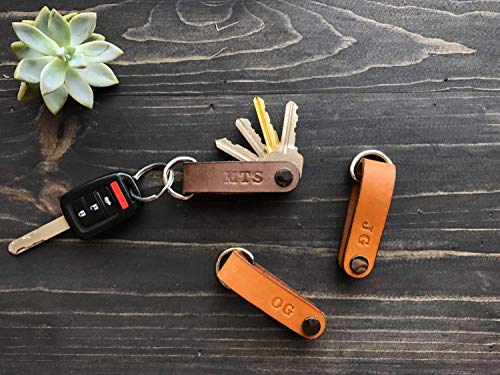 Compact Leather Key Holder, Switch Blade Style, Holds Up to 6 Keys, Full