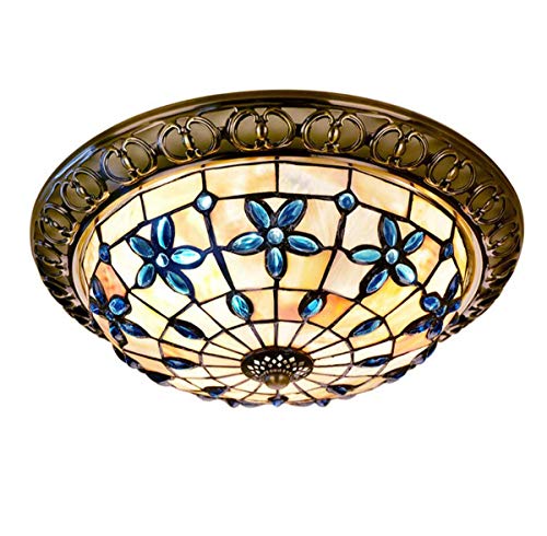 Stil Blumen Deckenleuchten Flieder Blume Pastoral Unterputz Deckenleuchte Natural Shell Shade Leuchte Für Schlafzimmer Wohnzimmer Cafe 40cm