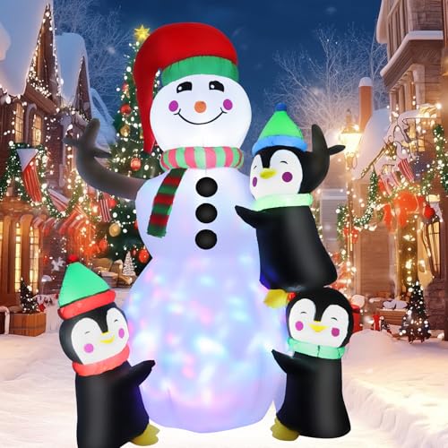 CAUTIOUS 2m Aufblasbare Weihnachtsdeko Aussen, aufblasbare Schneemann...