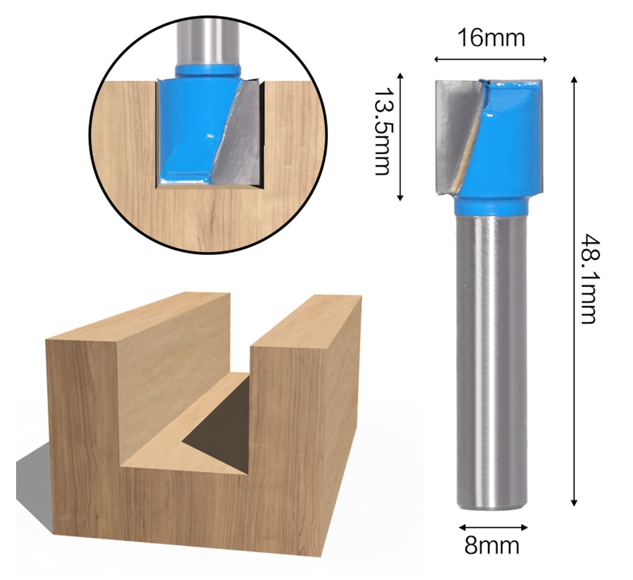 Set di 5 punte per Fresa, Codolo da 8 mm, APLUS Router Bits per Fresatura del Legno, 10/15/20/25/30 mm