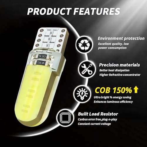 T10 12COB LED Bulb Blanco 6500K 10 Pack miniatura 4