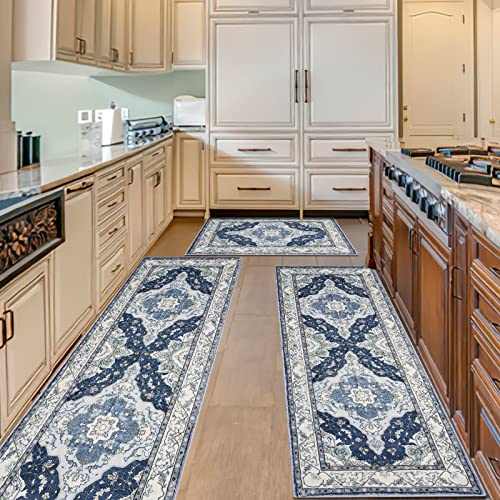 Kitchen Rugs Sets of 3,Farmhouse Kitchen Rugs and Mats Non Skid Washable,Soft Kitchen Mats for Floor Runner Rugs for Kitchen Entryway Hallway Laundry Room