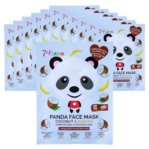 Montagne Jeunesse - Mascarilla Facial - 7th Heaven Mascarilla de Tela Animal Mask - Hidratante - Ingredientes Naturales - Estampado de Panda - Crema Hidratante Facial Mujer