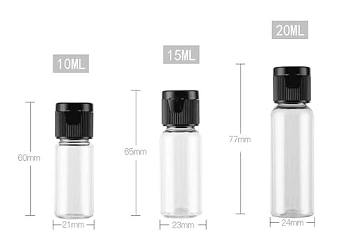 Miniatura 3 de 24 botellas cilíndricas vacías recargables de PET transparente con tapa abatible negra, muestra de viaje, contenedor de almacenamiento, lata para