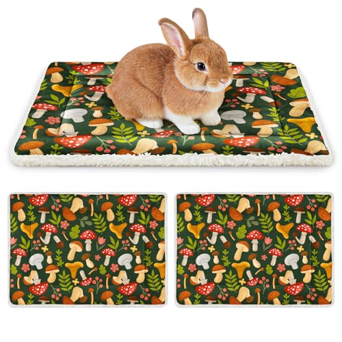 Glittme 2Pcs Bunny Bed Rabbit Bed for Indoor Cage Soft Guinea Pig Bed Fleece Mat Pad Warm Small Animal Bedding Accessories for Hamster Ferret Washable Non-Slip Rabbit Hide House Liner