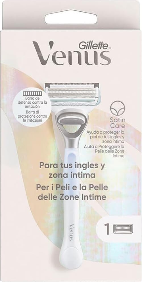 Gillette Venus Haarentfernungsrasierer für Damen für Englisch und Intimbereich, 1 Griff + 1 Ersatz, hilft… – Ansicht 1