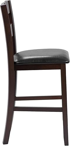 Miniatura 10 de COSTWAY Juego de 4 taburetes de bar, sillas de comedor de cocina de 25 pulgadas de altura con asiento acolchado suave, cubierta de piel sintética y