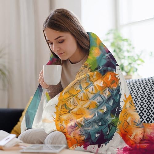 Couverture extra large en flanelle douce jeté en microfibre ananas pour lit - 7