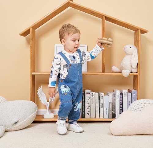 Image of Cute Baby Boy Clothes Suit Toddler Boys' Striped Long Sleeve T-Shirt+Denim Overalls Jumpsuit Pants Outfits Sets