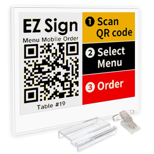 [Santek] EZ Sign NFC E-Paper Display – No Battery, Ultra-Thin 0.13”, Rewritable 4-Color Digital Display, App-Controlled (iOS/Android/PC), IP65 (White, 4.2 inch)