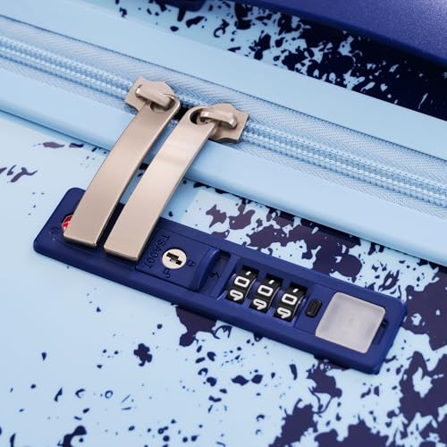 Luggage 3 Piece Sets 20/24/28" with Front Pocket Cup Holder USB Port and TSA Lock,Hard Shell gradient Luggage Carry with Four Spinner Wheels (Beige+Blue,White+Indigo)2