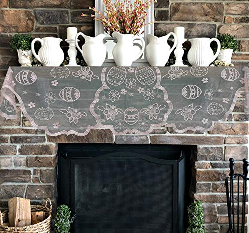 Joysail Easter Mantle Scarf For Fireplace Decorations - Lace Spring Floral Easter Eggs Scarf Runner For Mantel Decorations - Indoor Easter Decorations For Home Living Room #TOP5