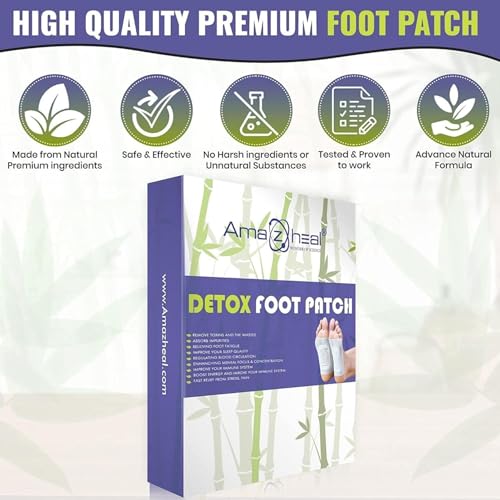 Image of AMAZHEAL Premium Foot patches, Cleansing Toxin Remover Foot Pad, Stress Relief Sleep Patch, For Men And Women, 20 Count. (Pack Of 5)