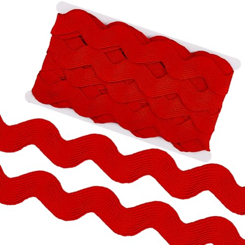 GORGECRAFT 10 Yard Red Wave Bending Fringe Trim Ribbon