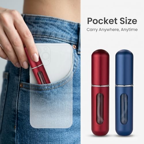 Image of Mini Perfume Refill Bottle | Portable Refillable Perfume Atomizer | Empty Travel Spray Dispenser Container for Women & Men | Pocket Size Leak Resistant (Multicolour) Pack of 2